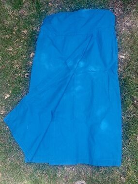 Vintage (1980s), Norma Kamali,  Teal Blue Midi Skirt, and Ragland Sleeves Top.